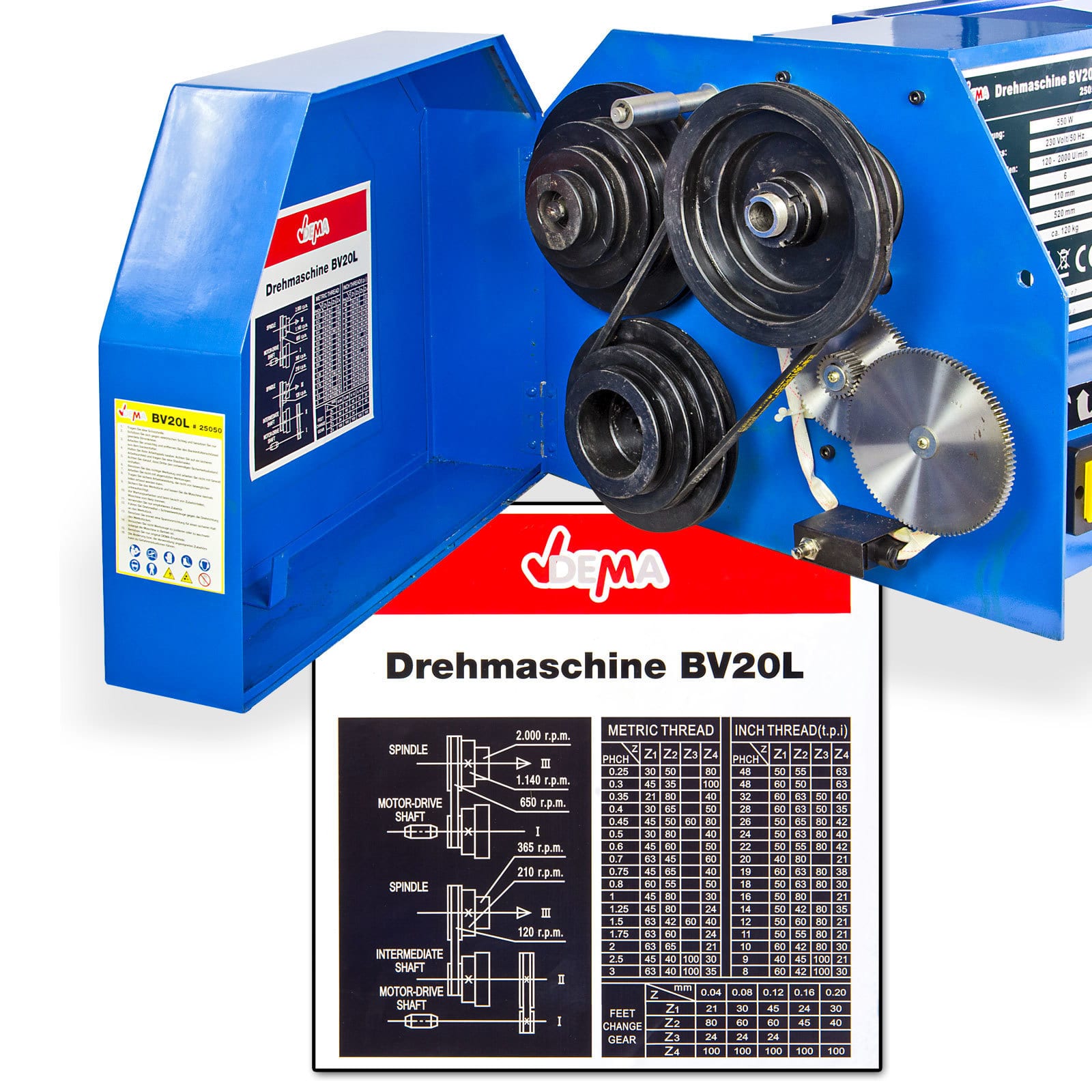 Dema Drehmaschine / Drehbank BV20L 230V