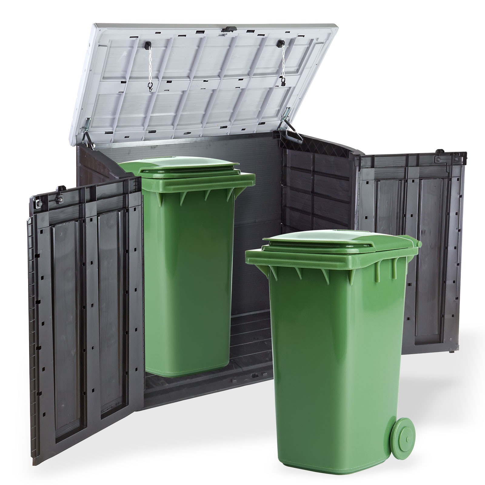 Aufbewahrungsbox XL Mülltonnenbox für 2x240 Liter Behälter